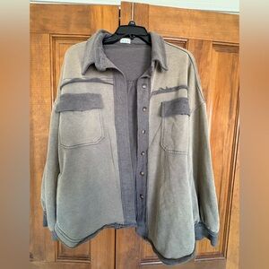 POL Insanely Cute Mineral Wash Gray Green Casual Jacket
